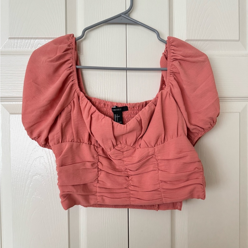 Forever 21 Coral Ruched Blouse